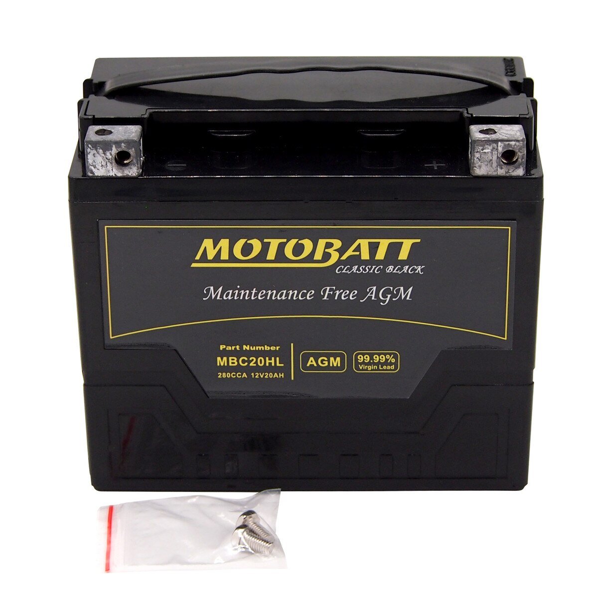 MBC20HL Motobatt Classic Black AGM FA Battery HD Terminal Block