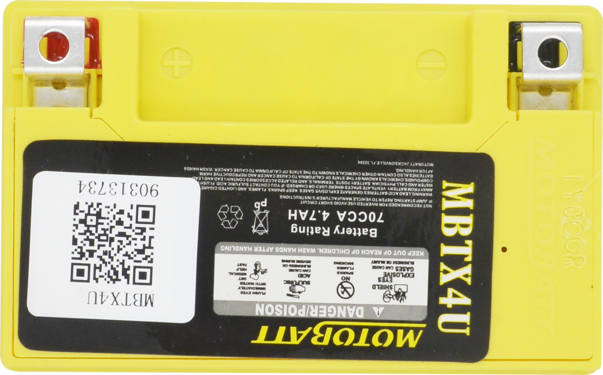 MBTX4U Motobatt 12V AGM Battery - الصورة 2
