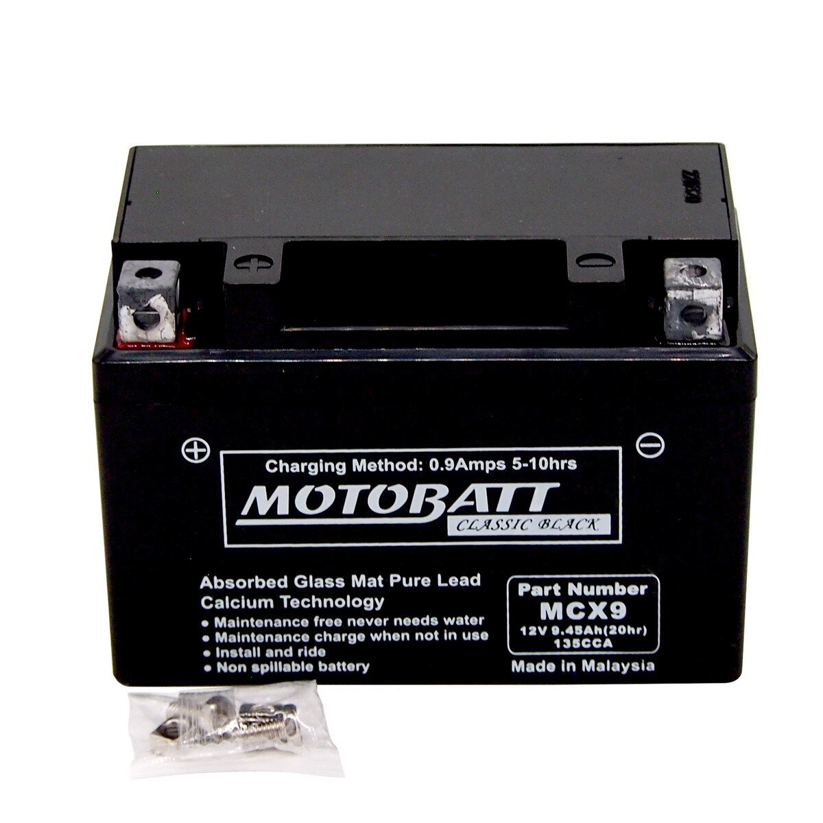 MCX9 Motobatt Classic Black AGM FA Battery-Replaces YTX9BS