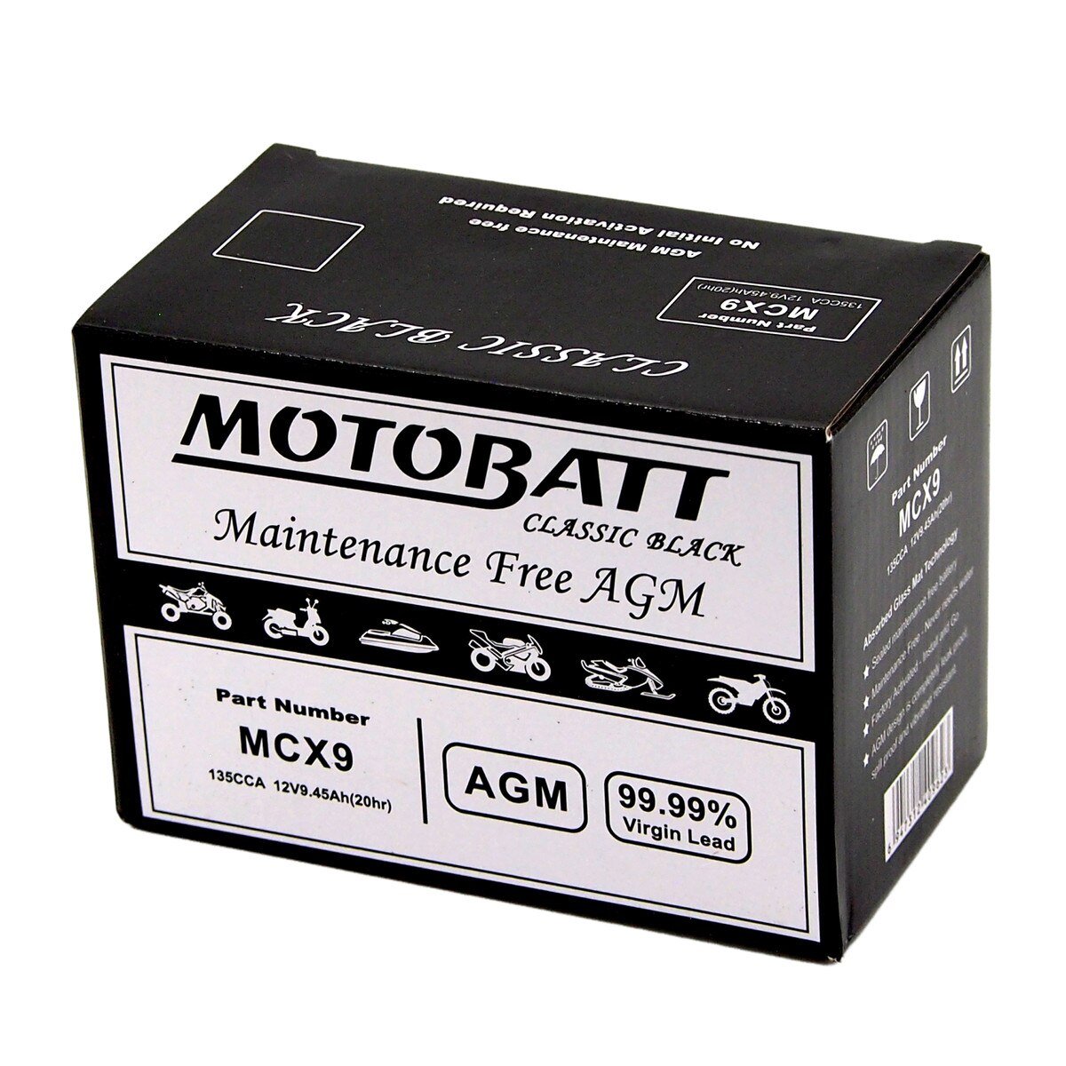 MCX9 Motobatt Classic Black AGM FA Battery-Replaces YTX9BS - الصورة 2