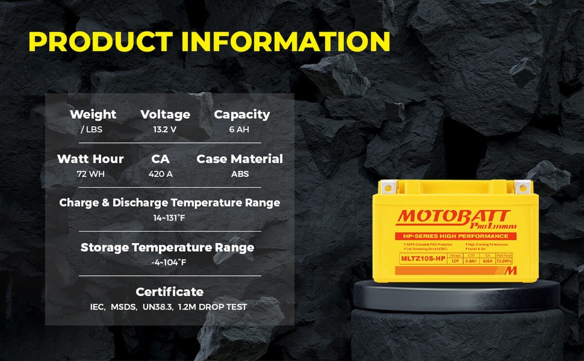MLTZ10S-HP Motobatt LifePo4 Lithium Battery - الصورة 5