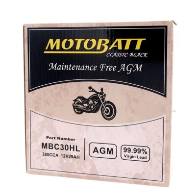 MBC30HL Motobatt Classic Black AGM FA Battery HD Terminal Block